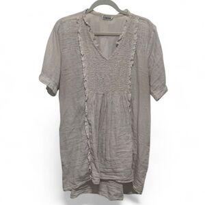 Siganka Hawaii Beige Short Sleeve Babydoll Mini Dress Size XL